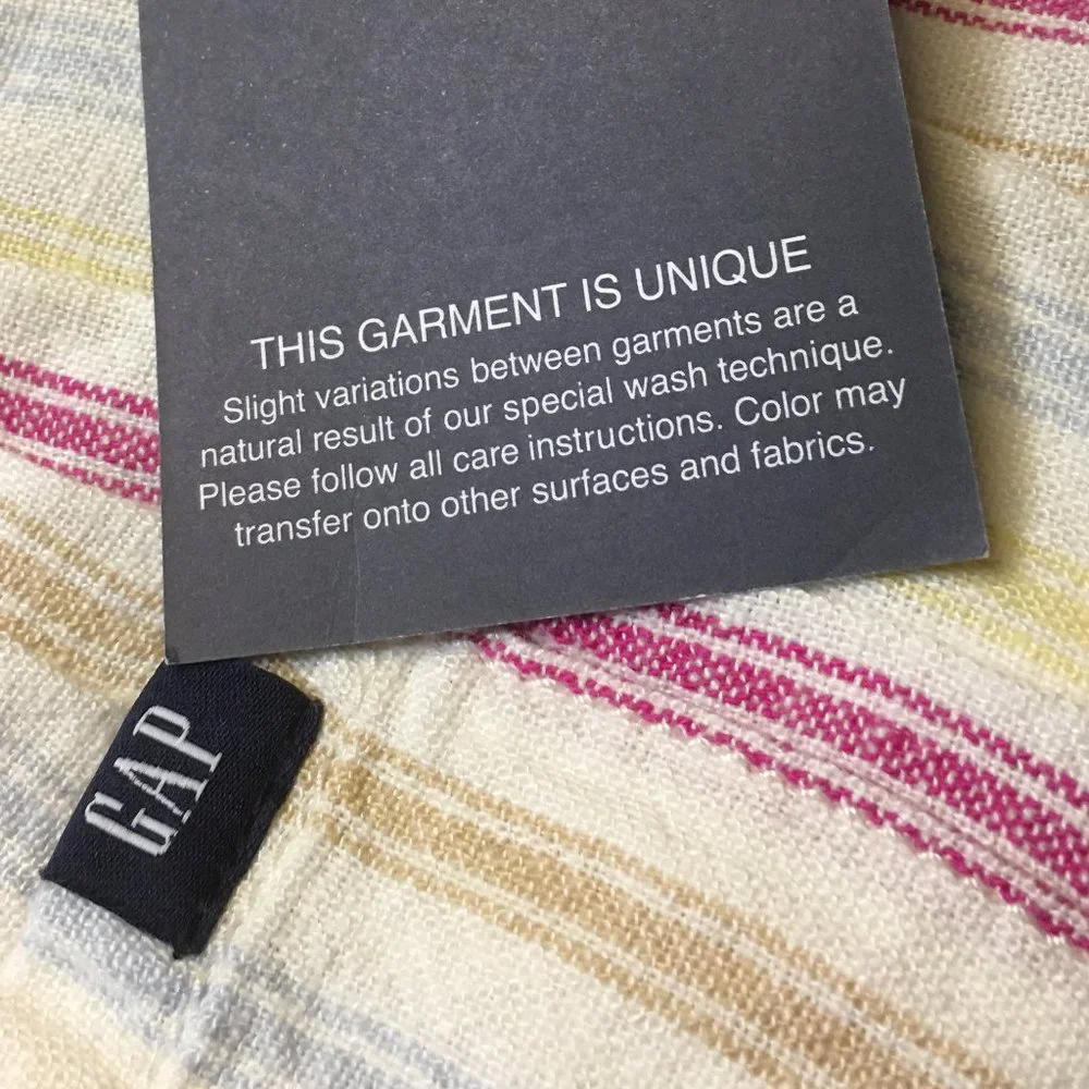 GAP Linen Blend Pull On Elastic Waistband Short "Dotted Sun Stripe"  NEW!! - Picture 9 of 12
